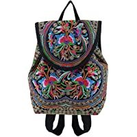  - OFKPO Bolso Hecho a Mano de la Mochila del Viaje de la Mochila de la Flor del Bordado étnico de Las Mujeres